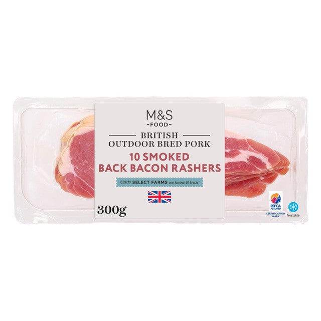 M&S geräucherter Bacon von im Freien gezüchteten Schweinen, 300g, importiert aus dem Vereinigten Königreich