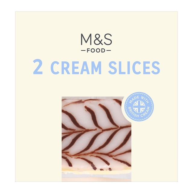 M&S 2 cream slices with strawberry jam 151g, imported from the UK
