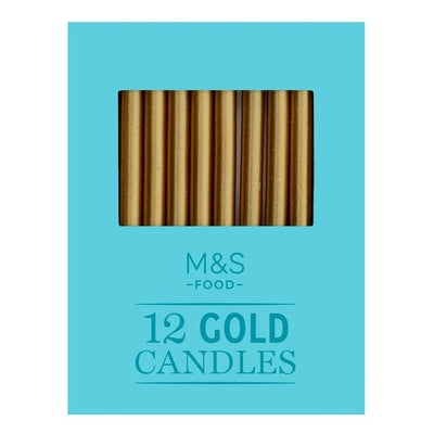 شموع عيد ميلاد ذهبية من M&S، عبوة من 12 قطعة
