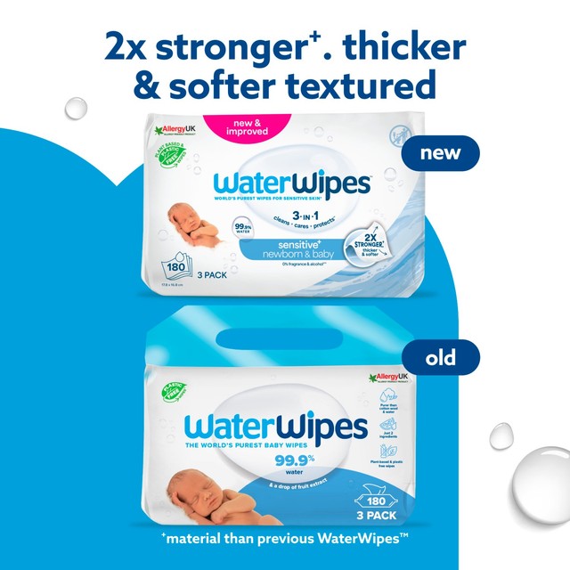 WaterWipes newborn baby wipes 3-pack multipack (British brand)