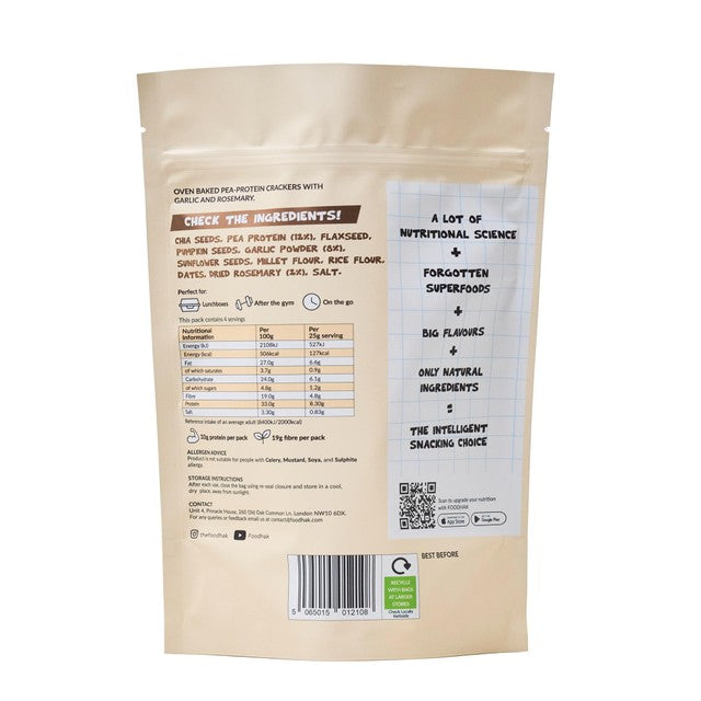 Foodhak Rosemary Garlic Protein Crackers 100g, UK version