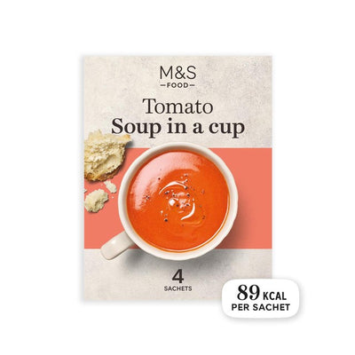 M&S M&S Tomato Cup Soup Instant Soup Mix 4 x 22g- Buy online at McGrocer
