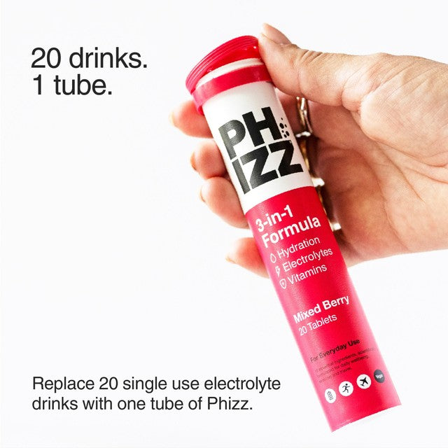 Phizz Mixed Berry hydration effervescent tablets, imported from the UK