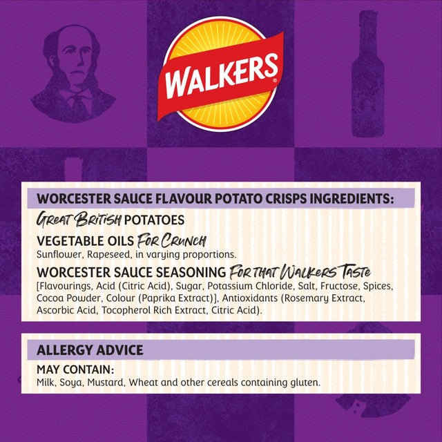 Walkers Worcester sauce flavour crisps 6x25g (British brand)