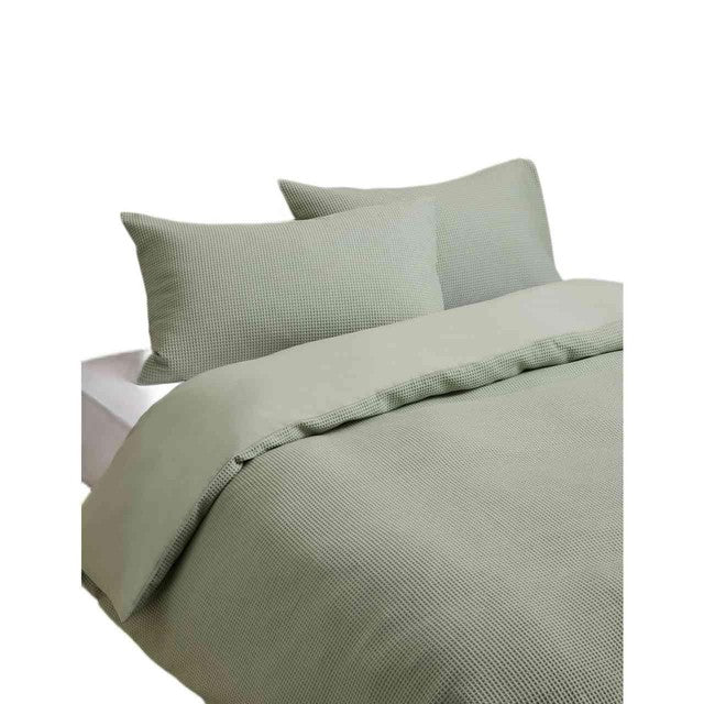 M&S washed cotton waffle bedding set sage king (British brand)