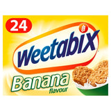Weetabix banana flavour wholegrain wheat cereal biscuits (British brand)