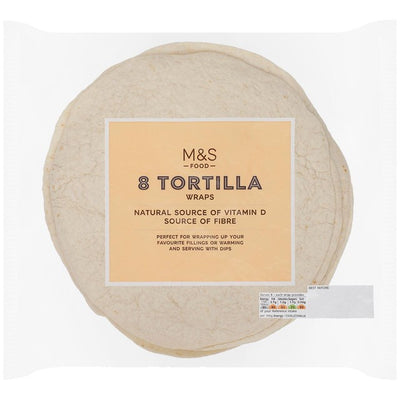 Weiche Tortilla Wraps von M&S, Natur, Weizen, 8 x 62 g