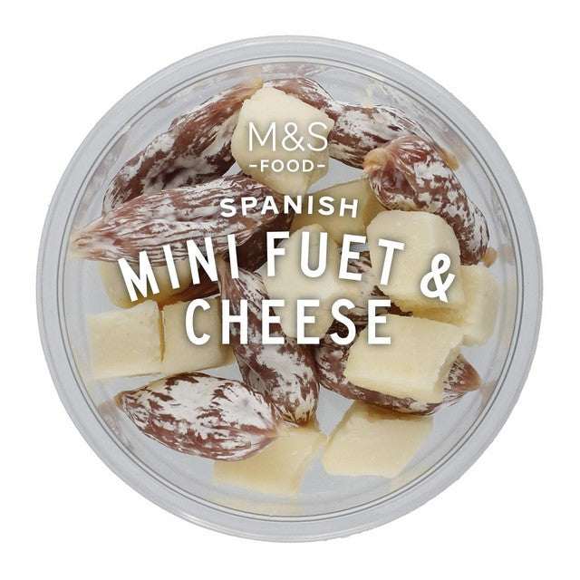 M&S Spanish mini fuet and cheese snack 100g, imported from the UK