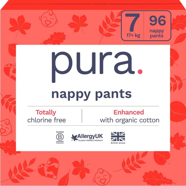 Pura nappy pants size 7 multi pack 96 count, UK version