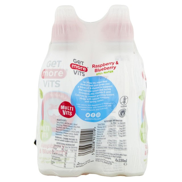 Get More Vits Raspberry Blueberry multivitamin drink 4x330ml, UK version