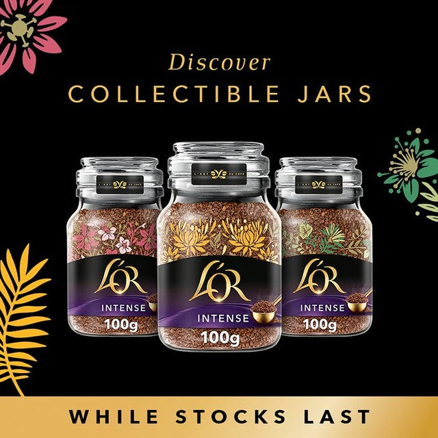 L'OR Intense Instant Coffee jar medium dark roast, UK version