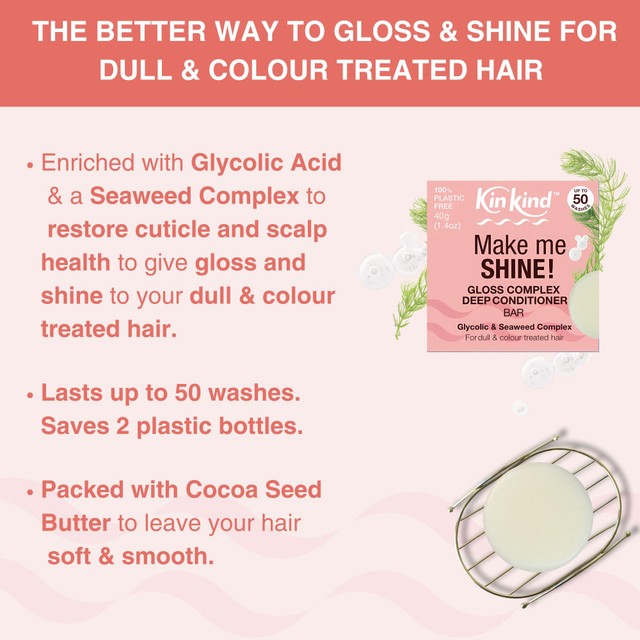 KinKind Make Me Shine solid conditioner bar 40g, UK version