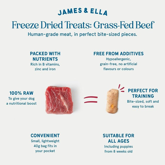 James & Ella Dog Treats Beef, imported from the UK