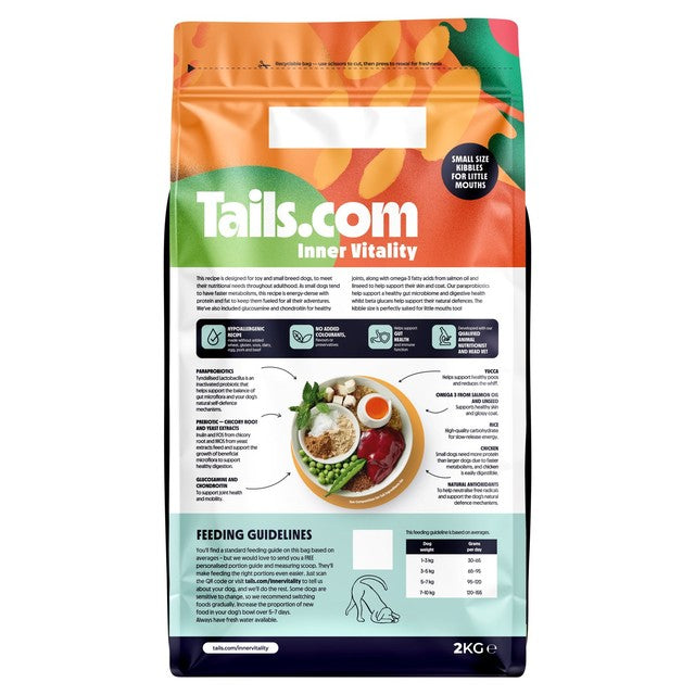 Tails Inner Vitality Toy & Small Adult Chicken dry dog food 2kg (British brand)