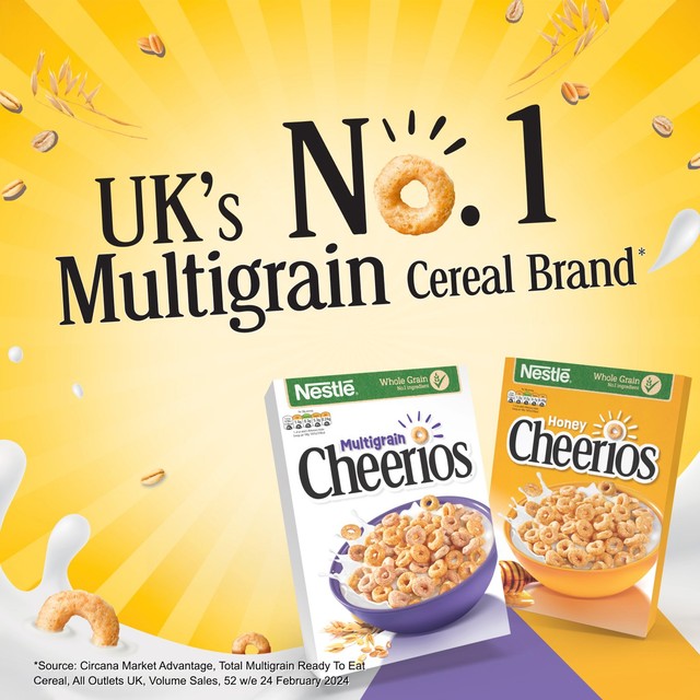 Nestle Cheerios Honey Multigrain Breakfast Cereal 370g - British product