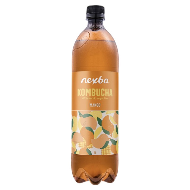 Nexba Mango Kombucha 1L, imported from the UK