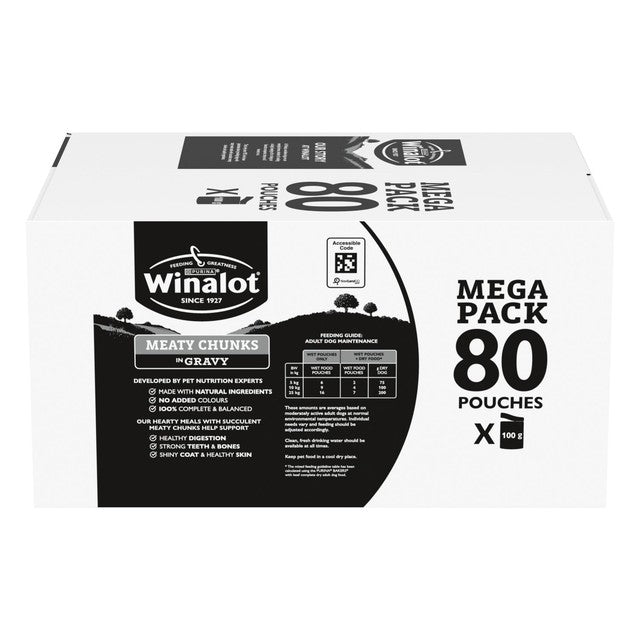 Winalot Meaty Chunks Mixed in Gravy wet dog food 80 x 100g (British brand)