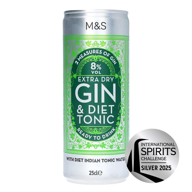 M&S Diet Gin & Tonic 25cl, imported from the UK