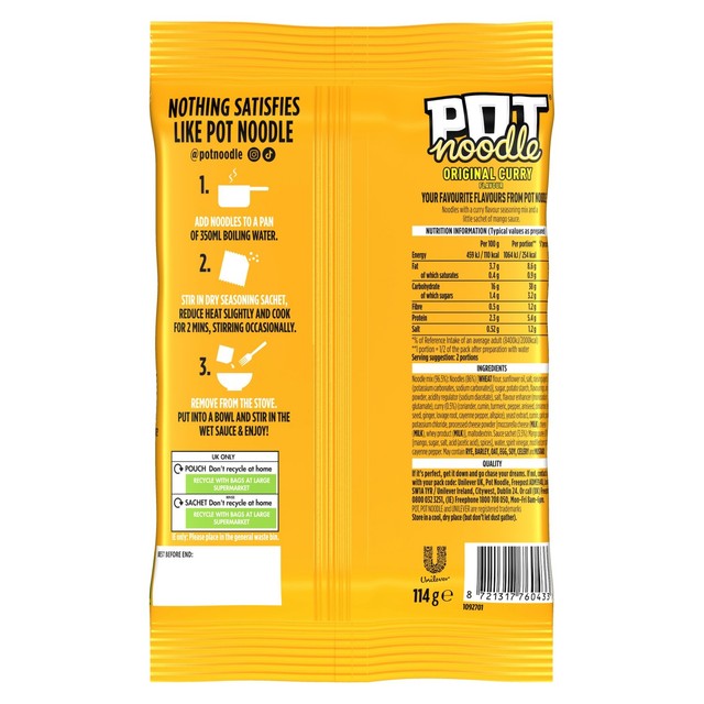 Pot Noodle Original Curry instant noodles 2 servings British brand