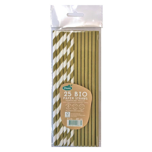 Duni Bio gold and white paper straws 25 pack, UK version
