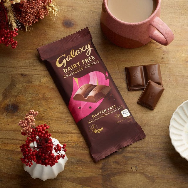Galaxy vegan chocolate bar with smooth crumbled cookie 100g, UK version