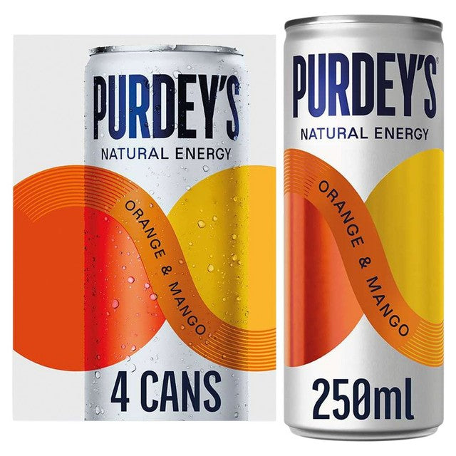 Purdey's Orange & Mango energy drink - British product