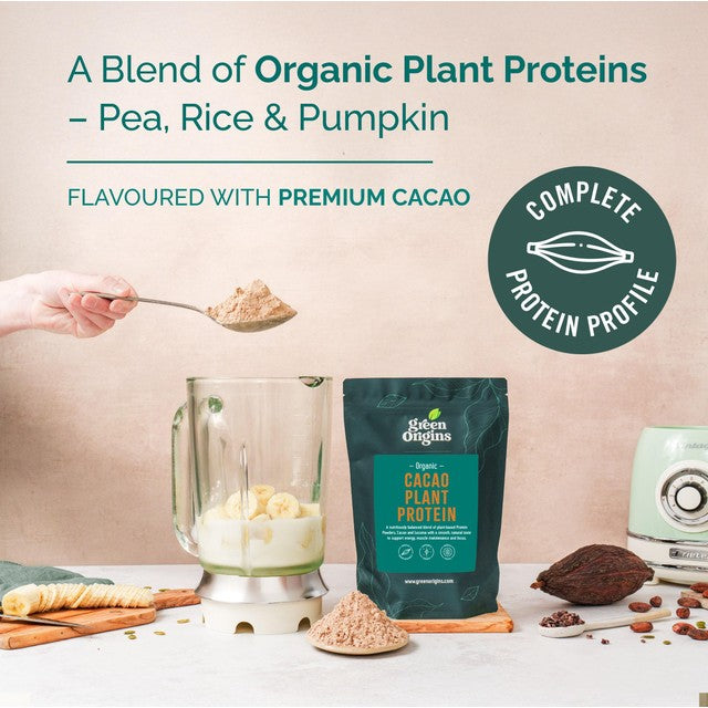Green Origins cacao plant protein powder 300g, UK version