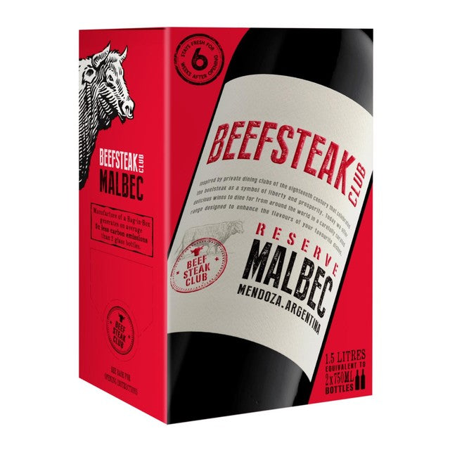 Beefsteak Club Malbec wine bag in box 2.25L - British product