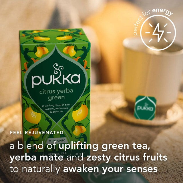 Pukka Herbs citrus yerba mate green tea bags 20 pack (British brand)
