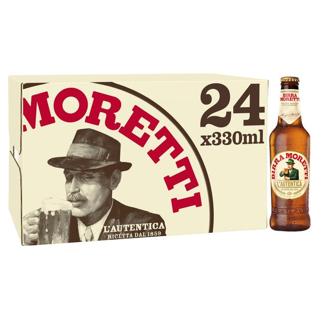 Birra Moretti lager beer 24 x 330ml bottles - British product