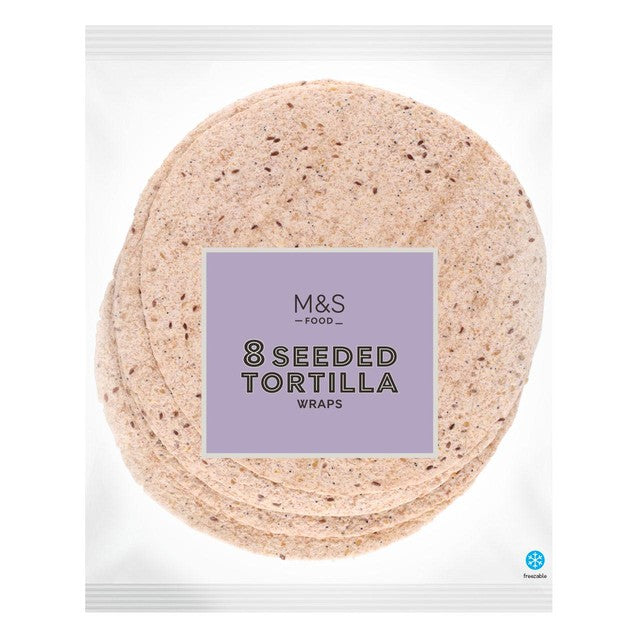 M&S seeded tortilla wraps 8 x 62g, imported from the UK