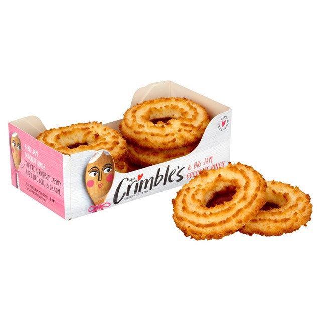 Mrs Crimble's gluten free jam coconut rings 240g, imported from the UK