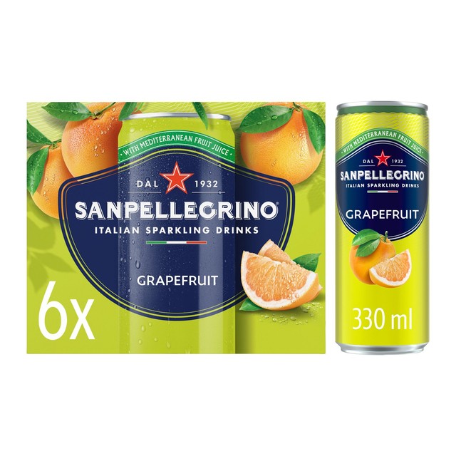 San Pellegrino grapefruit sparkling drink 6 x 330ml cans (British brand)