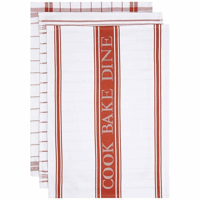 M&S terracotta striped tea towels 3 pack, imported from the UK