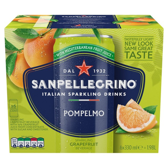 San Pellegrino grapefruit sparkling drink 6 x 330ml cans (British brand)