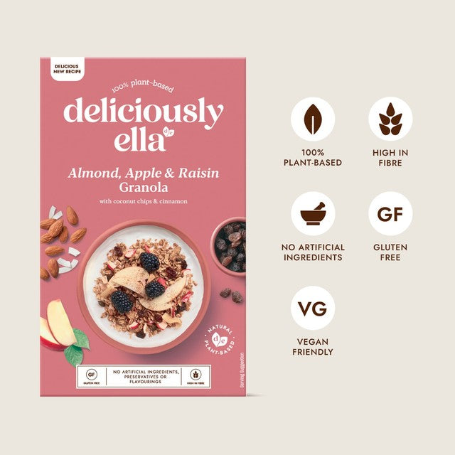 Deliciously Ella almond apple raisin granola 400g - British product