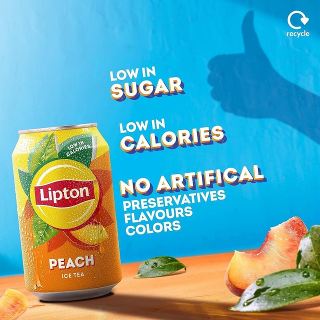 Lipton peach flavoured ice tea 330ml can, UK version