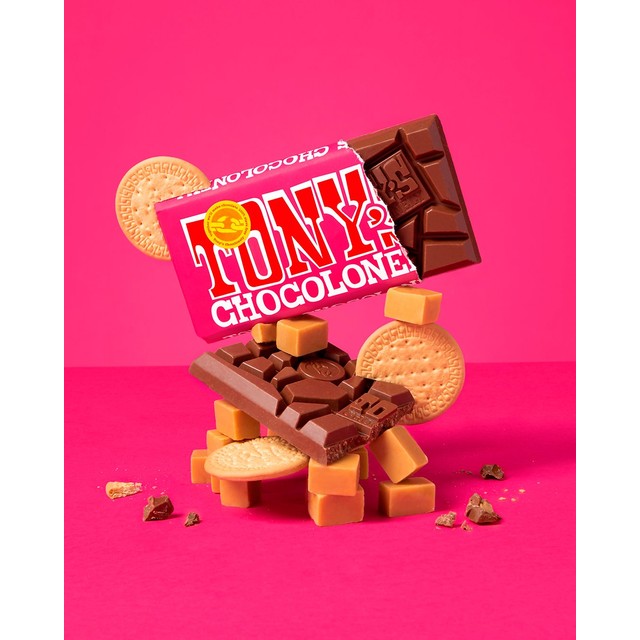 Tony's Chocolonely milk caramel biscuit chocolate bar 180g (British brand)