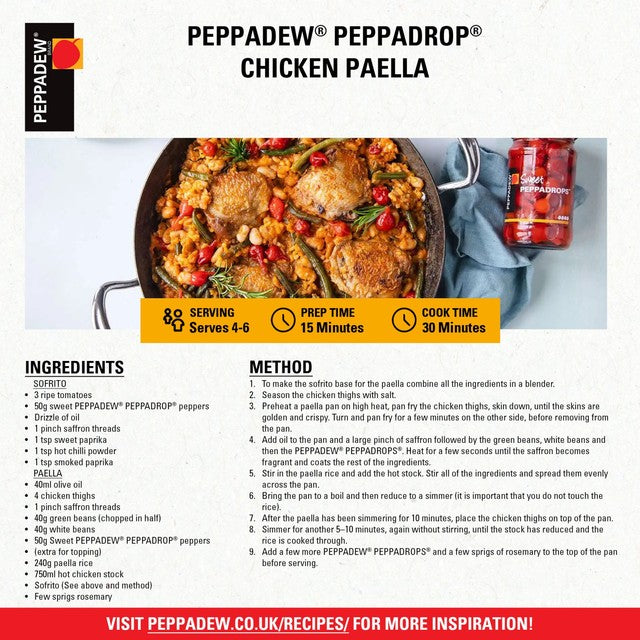 Peppadew Peppadrops pickled peppers jar, imported from the UK