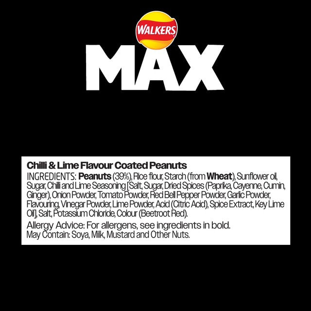 Walkers Max chili and lime coated peanuts 175g (British brand)