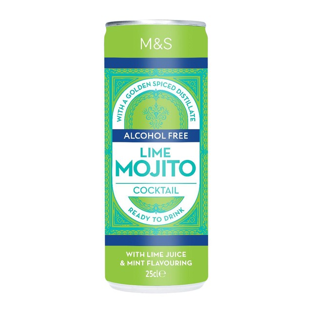 M&S low alcohol lime mojito cocktail 250ml, imported from the UK