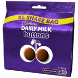 Cadbury milk chocolate buttons 290g bag, imported from the UK