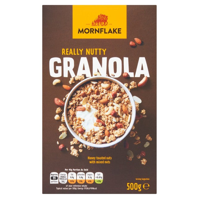 Mornflake Premium Nutty Granola 500g, imported from the UK