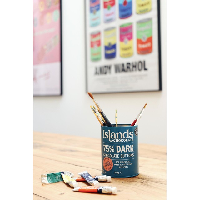 Islands 75% dark chocolate buttons 200g, UK version