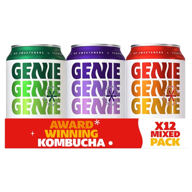 Genie kombucha mixed flavour case 12 x 330ml, UK version