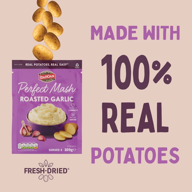 Idahoan roasted garlic mash 109g, UK version