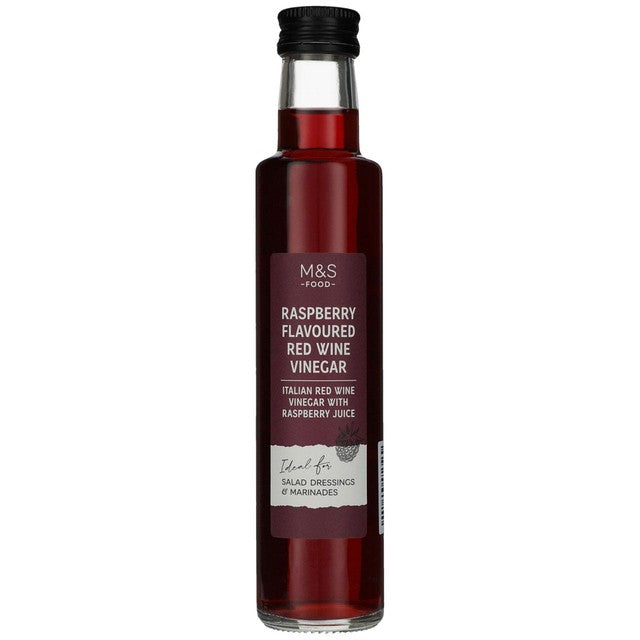 M&S raspberry flavoured red wine vinegar 250ml, imported from the UK