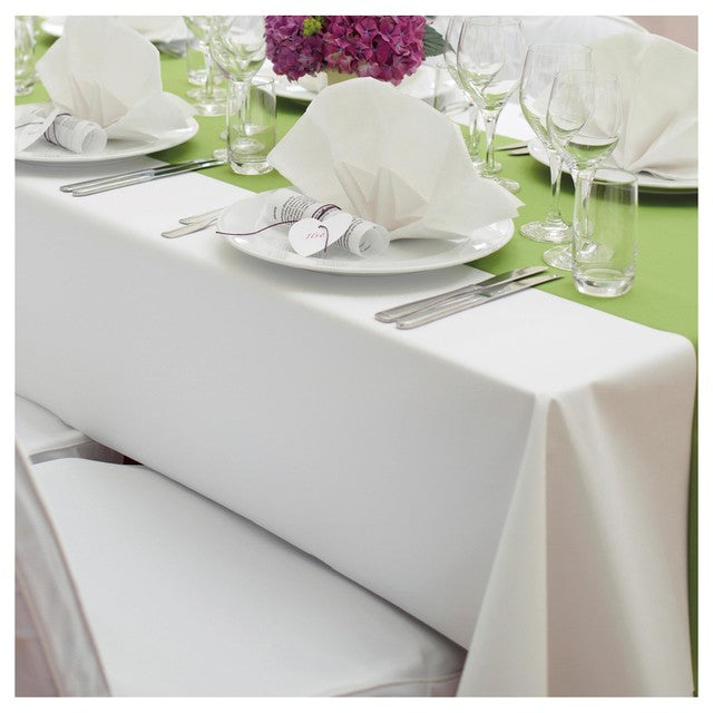 Duni white disposable table cover with linen feel, 118x180cm (British brand)