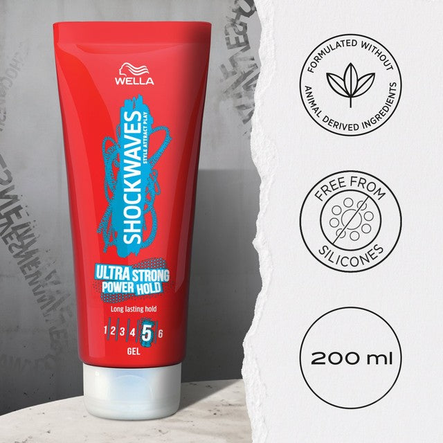 Shockwaves Ultra Strong Power Hold hair gel 200ml (British brand)