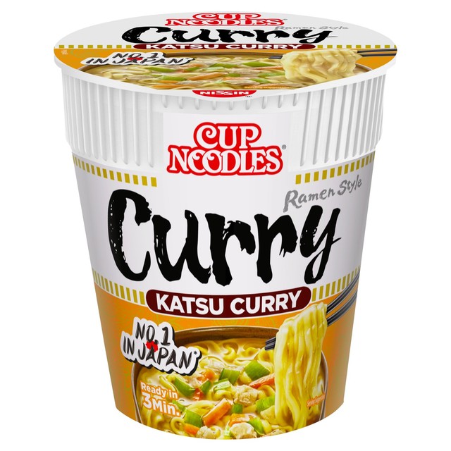 Nissin Cup Noodles Katsu Curry ramen pot (British brand)